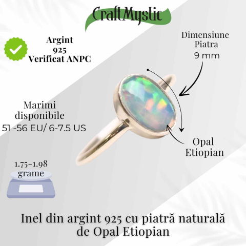 Inel argint 925 cu Opal Etiopian natural – bijuterie a luminii si inspiratiei [4]