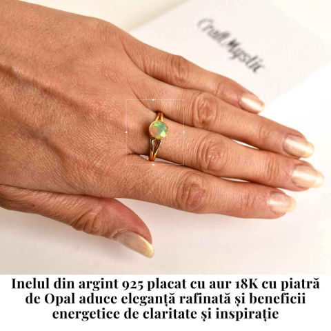Inel Argint 925 placat cu aur 18K cu Opal Etiopian fatetat – Lumină și Magie Interioară [1]