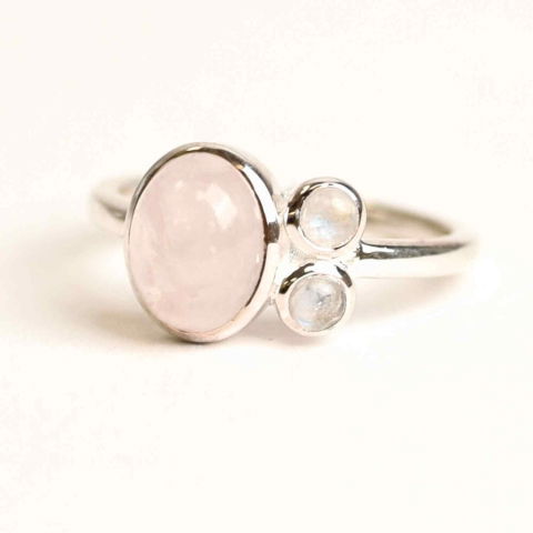 Inel argint 925 cu Cuart Roz si Piatra Lunii – Armonie si Iubire Divina [0]