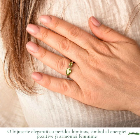 Inel Argint 925 cu Peridot Fatetat Lacrima – Echilibru si Feminitate Naturala [1]