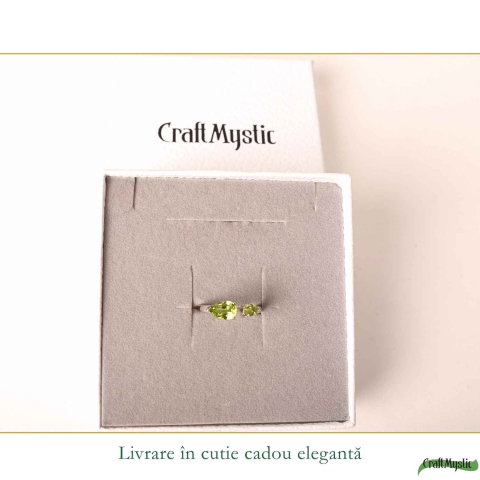 Inel Argint 925 cu Peridot Fatetat Lacrima – Echilibru si Feminitate Naturala [5]