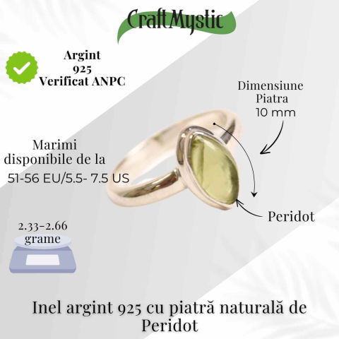 Inel argint 925 cu Peridot natural forma delica– Vitalitate si Prosperitate [4]