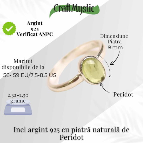 Inel argint 925 cu Peridot natural oval – Lumina si Echilibru [4]