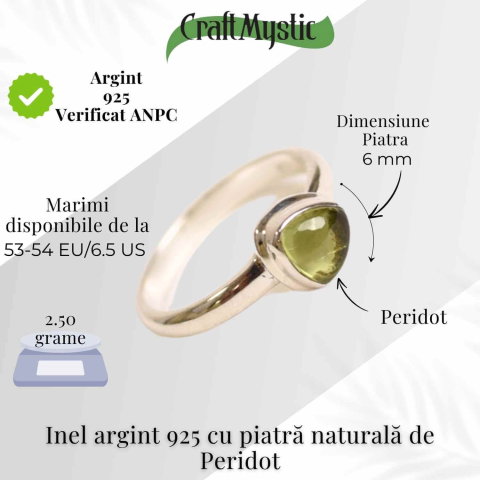 Inel argint 925 cu Peridot triunghiular – Energie si echilibru interior [4]