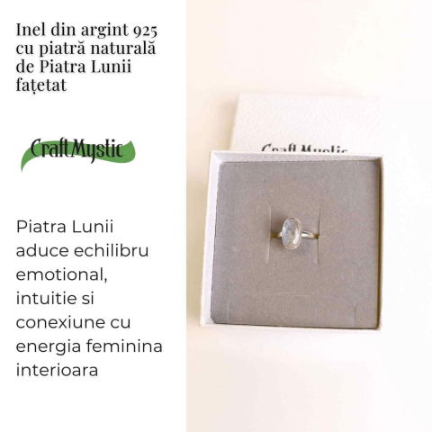 Inel Argint 925 cu Piatra Lunii Fatetat Ovala – Intuitie si Echilibru Emotional [2]