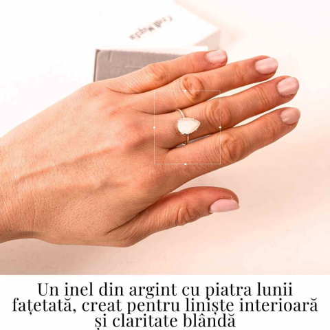 Inel din argint 925 cu piatra lunii fatetat, pentru calm si echilibru interior [1]
