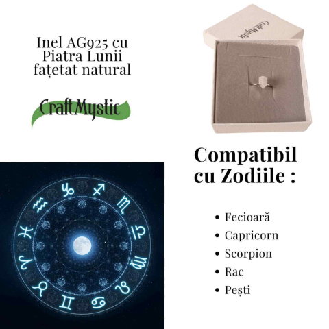 Inel din argint 925 cu piatra lunii fatetat, pentru calm si echilibru interior [4]