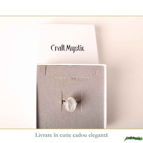 Inel Argint 925 cu Piatra Lunii Ovala – Intuitie, Armonie si Eleganta Naturala [5]