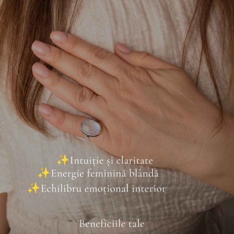 Inel Argint 925 cu Piatra Lunii Ovala – Intuitie, Armonie si Eleganta Naturala [2]