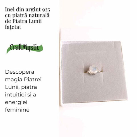 Inel Argint 925 cu Piatra Lunii Fatetata Rotunda – Claritate Emotionala si Energie Feminina [2]