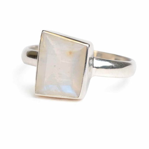 Rac - Inel Argint 925 cu Piatra Lunii Fatetata Patrata – Echilibru Emotional si Lumina Interioara