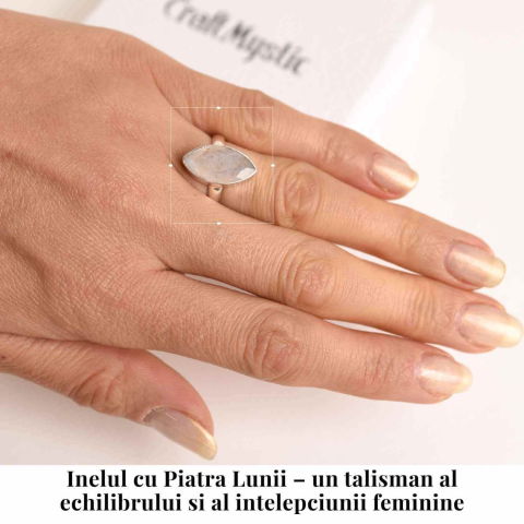 Inel Argint 925 cu Piatra Lunii Fatetata Marquise – Lumina Intuitiei si Echilibrului Interior [1]
