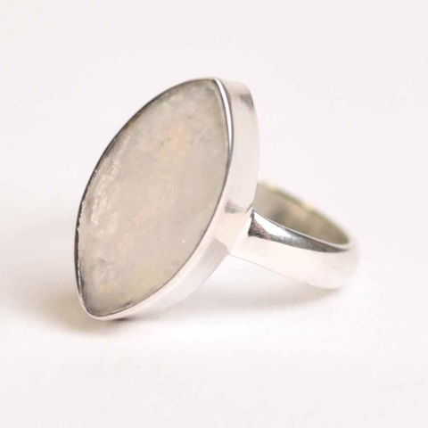 Rac - Inel Argint 925 cu Piatra Lunii Fatetata Marquise – Lumina Intuitiei si Echilibrului Interior