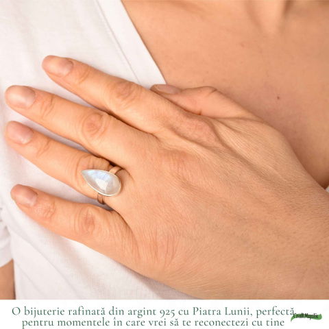 Inel Argint 925 cu Piatra Lunii Lacrimă – Echilibru Emoțional si Intuitie [1]