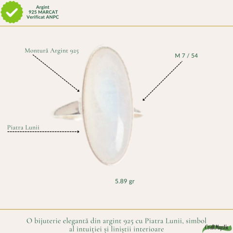 Inel Argint 925 cu Piatra Lunii Oval – Echilibru Emotional si Intuitie [3]