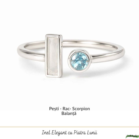 Inel Argint 925 cu Piatra Lunii si Topaz Alb – Echilibru si Claritate Interioara [4]