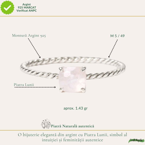 Inel argint 925 rasucit piatra lunii patrata – intuitie si echilibru [3]
