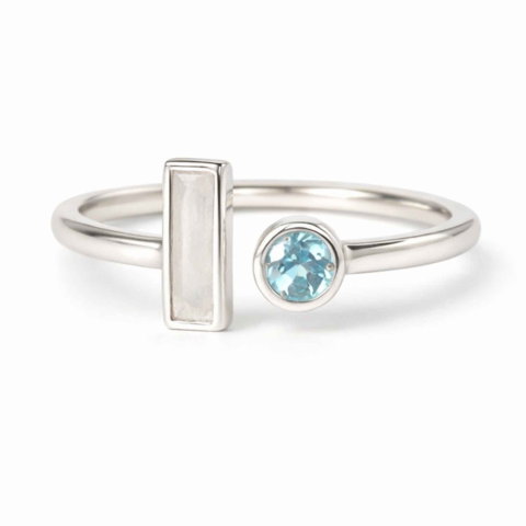 Inel Argint 925 cu Piatra Lunii si Topaz Alb – Echilibru si Claritate Interioara