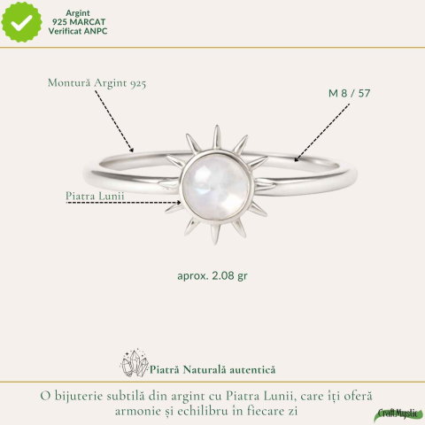 Inel Argint 925 cu Piatra Lunii si Soare – Feminitate si Echilibru Interior [3]