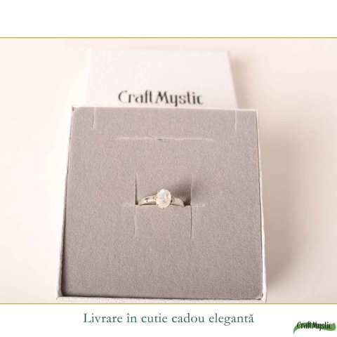 Inel Argint 925 cu Piatra Lunii Oval Fatetat – Feminitate si Echilibru Interior [5]