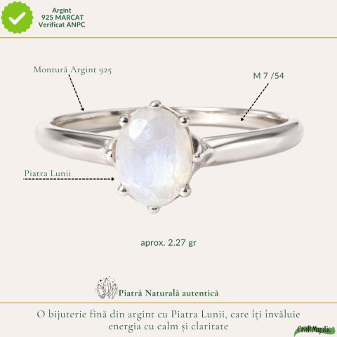 Inel Argint 925 cu Piatra Lunii Oval Fatetat – Feminitate si Echilibru Interior [3]