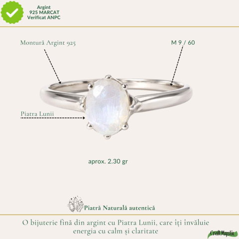Inel Argint 925 cu Piatra Lunii Oval Fatetat – Feminitate si Echilibru Interior [3]