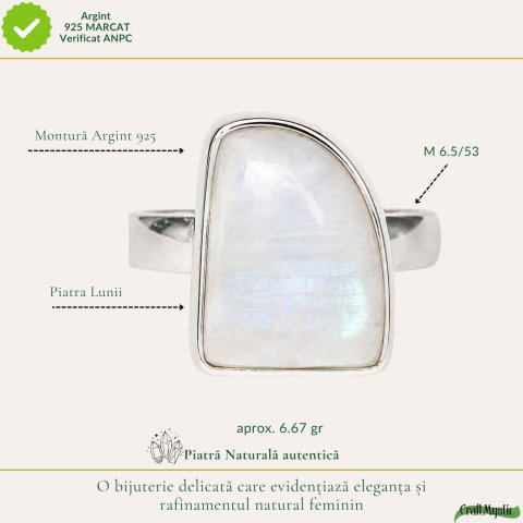 Inel Argint 925 cu Piatra Lunii Neuniforma – Intuitie si Eleganta Naturala [3]