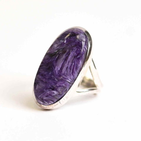 Bijuterii Semiprețioase - Inel argint 925 cu Charoite oval – Transformare si Vindecare Interioara