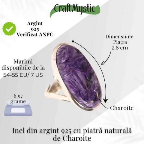 Inel argint 925 cu Charoite oval – Transformare si Vindecare Interioara [4]