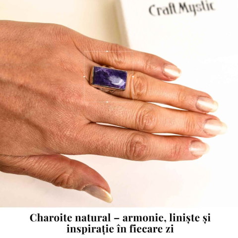 Inel argint 925 cu piatra naturala Charoite dreptunghi – Claritate si Transformare [1]