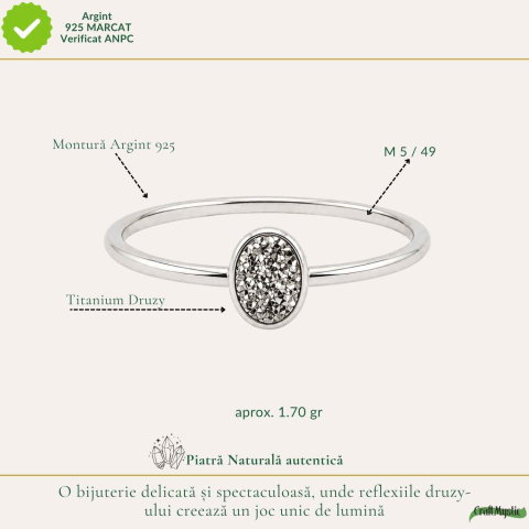 Inel argint 925 cu Titanium Druzy oval – stralucire si energie pozitiva [3]