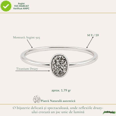 Inel argint 925 cu Titanium Druzy oval – stralucire si energie pozitiva [3]