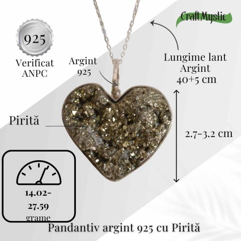 Putere si Incredere Zilnica – Colier Inima cu Pirita si Argint 925 [4]