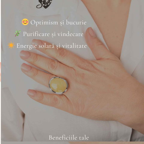 Inel Argint 925 cu Chihlimbar Galben Natural Oval – Lumina Calda si Eleganta Naturala [2]
