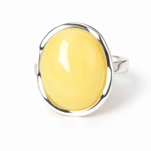 Taur - Inel Argint 925 Oval cu Chihlimbar Galben Natural – Energie Solara si Eleganta