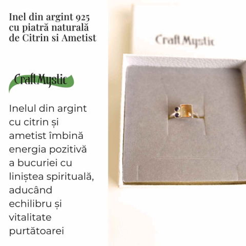 Inel argint 925 cu Citrin si Ametist – Echilibru si Claritate Interioara [2]