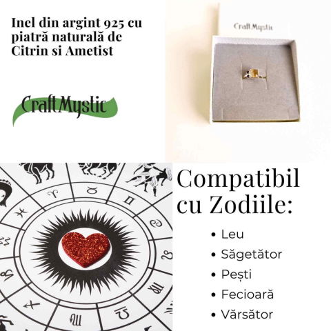 Inel argint 925 cu Citrin si Ametist – Echilibru si Claritate Interioara [3]