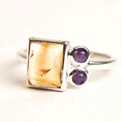Inel argint 925 cu Citrin si Ametist – Echilibru si Claritate Interioara [6]