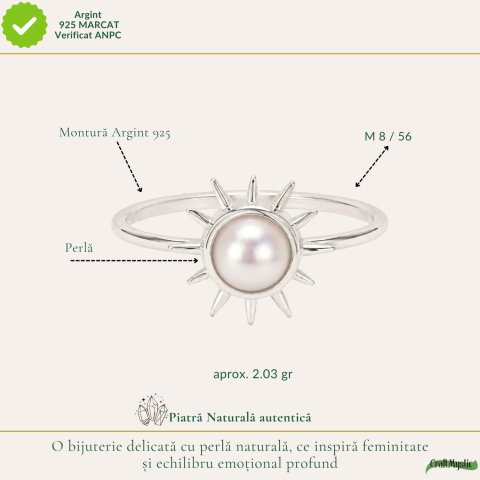 Inel Argint 925 cu Perla si Soare – Feminitate Luminoasa si Energie Pozitiva [3]