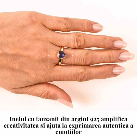 Inel Argint 925 cu Tanzanit Triunghiular Marime 62 (EU) / 10 (US) – Protectie si Evolutie Spirituala [1]
