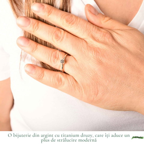 Inel argint 925 cu Titanium Druzy rotund – stralucire si energie pozitiva [1]