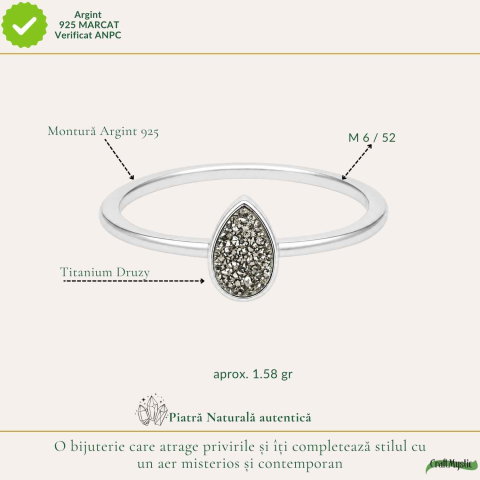 Inel argint 925 cu Titanium Druzy lacrima – stralucire si energie pozitiva [3]