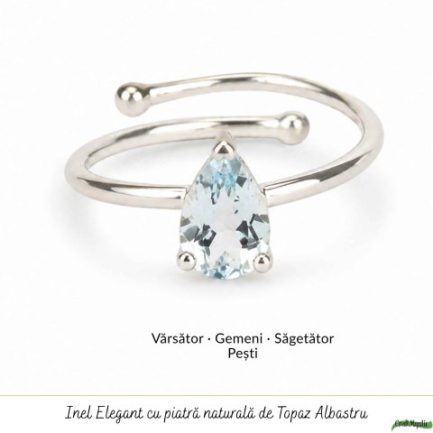 Inel argint 925 cu Topaz Albastru forma de lacrima – delicatete si claritate interioara [4]