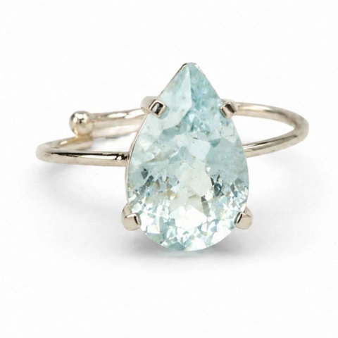 Creativitate si Inspiratie - Inel argint 925 cu Topaz Albastru lacrima – calm si claritate interioara