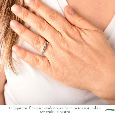 Inel argint 925 cu Topaz Albastru triplu – claritate si echilibru zilnic [1]