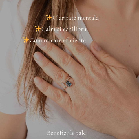 Inel argint 925 cu Topaz Albastru si Piatra Lunii dreptunghi – echilibru si claritate [2]