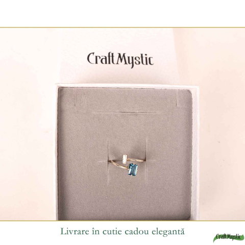 Inel argint 925 cu Topaz Albastru si Piatra Lunii dreptunghi – echilibru si claritate [5]