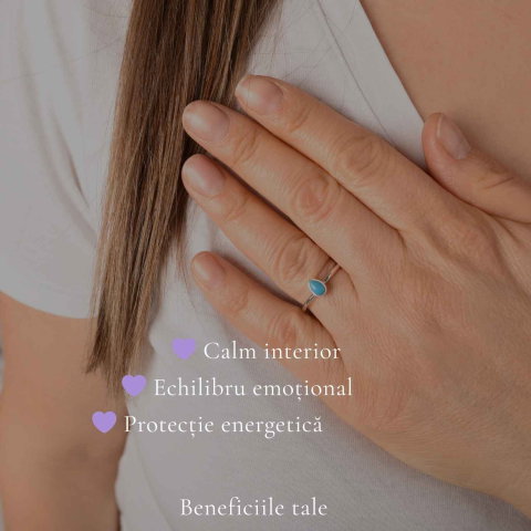 Inel Argint 925 cu Turcoaz Lacrima Mic – Protectie si Echilibru [2]