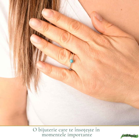 Inel Argint 925 cu Turcoaz Rotund Mic – Protectie si Echilibru [1]