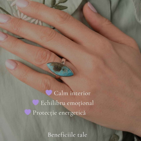 Inel Argint 925 cu Turcoaz si Pirita Delicat – Protectie si Incredere [2]